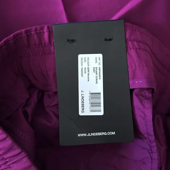 J. Lindeberg Stuart Men's 33x32 Side Stripe Golf Pant GMPA06876 Q266 Purple NEW - Picture 12 of 12